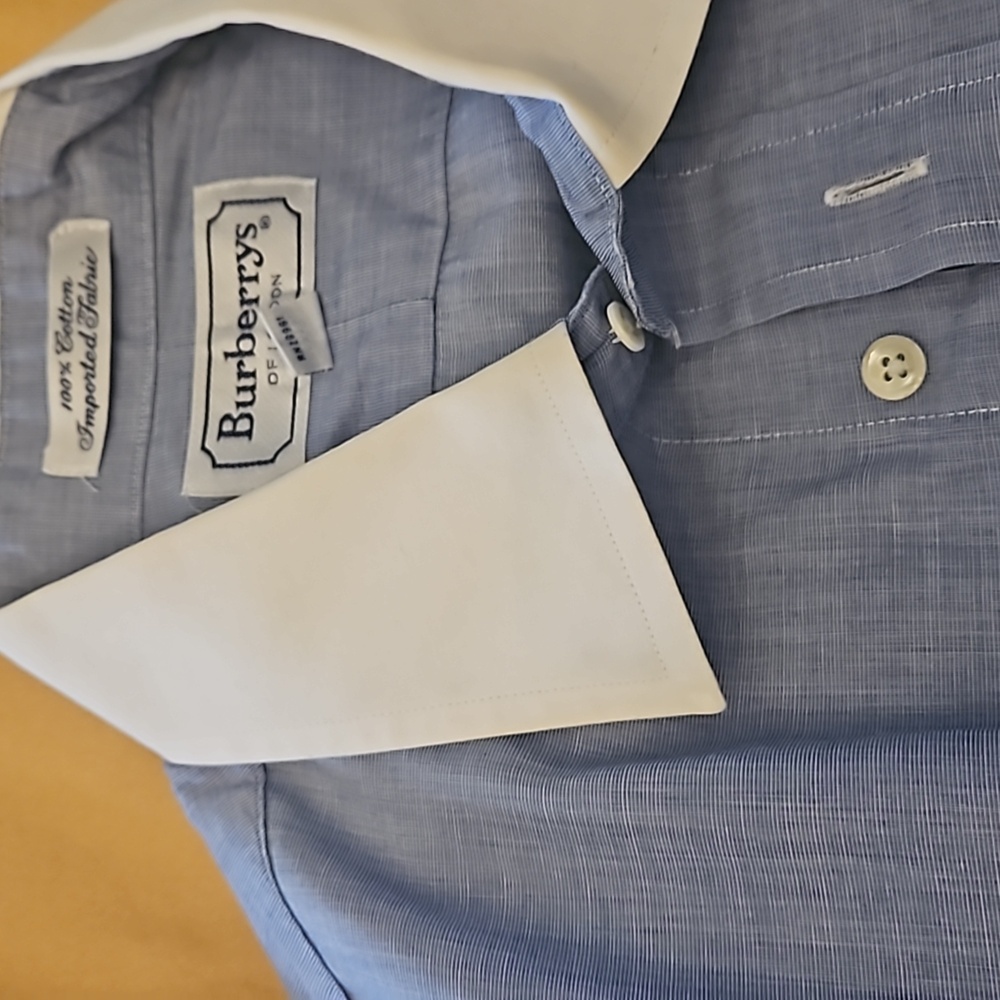 Mens vintage Burberrys of London French cuff dress shirt 15 1/2 33 - Picture 3 of 3